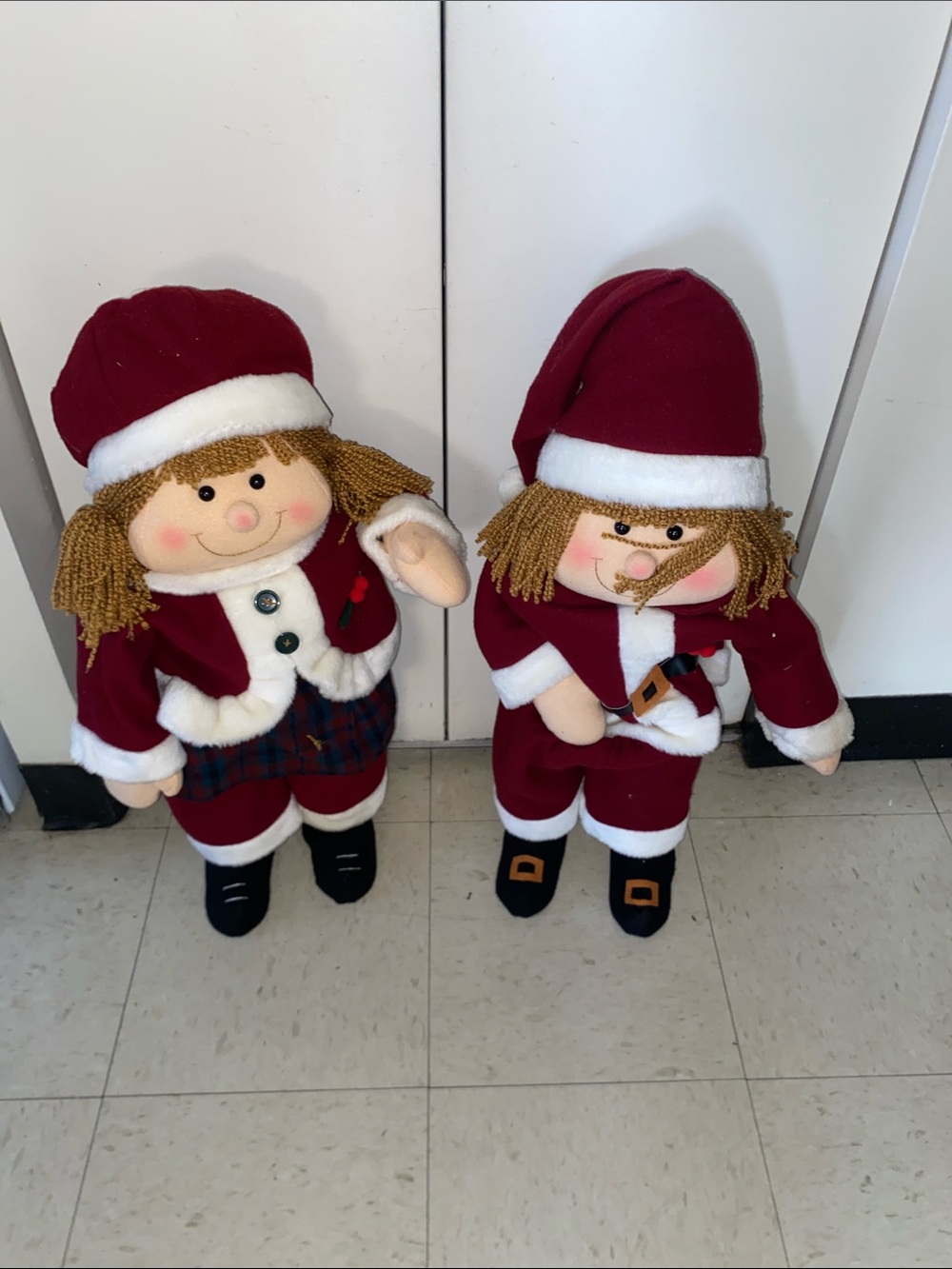 VINTAGE CHRISTMAS GREETERS SANTA BOY AND GIRL